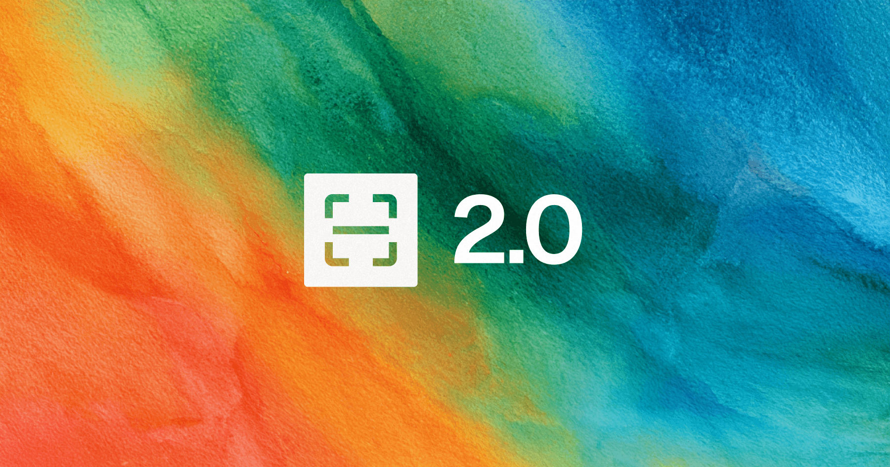 Wooma Vision 2.0 scan icon on a colourful watercolour gradient background, announcing the new release
